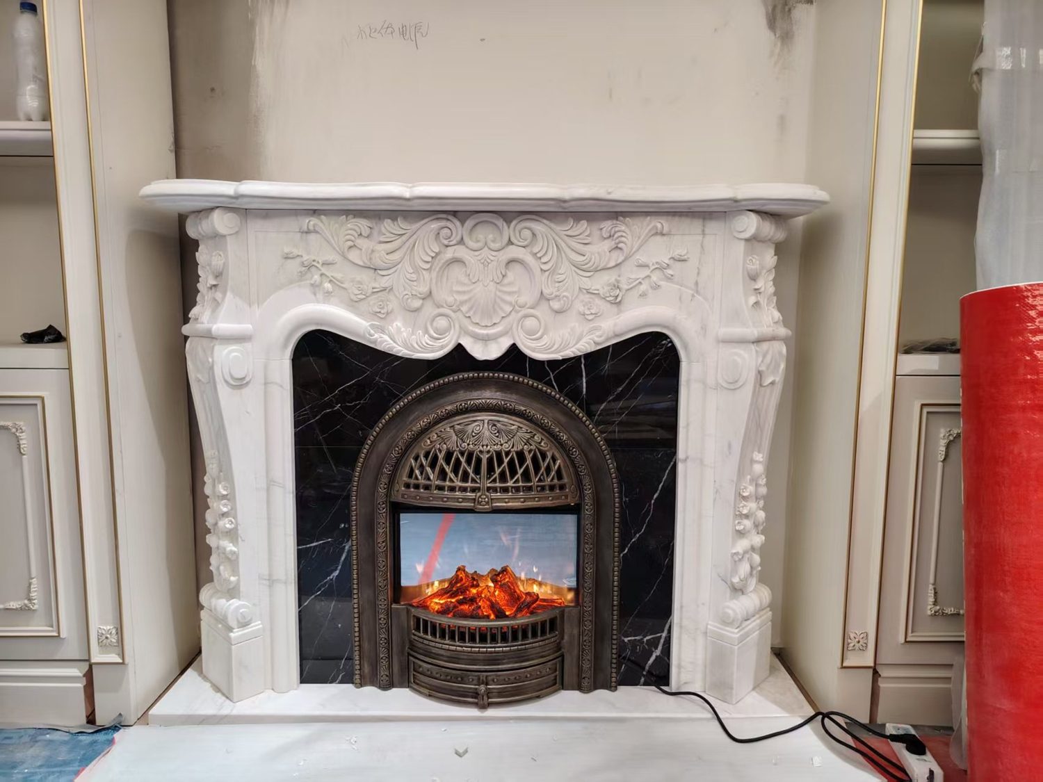 Carved Floral Fireplace
